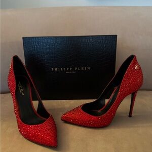 Philipp Plein Red Sparkling Women's Heels